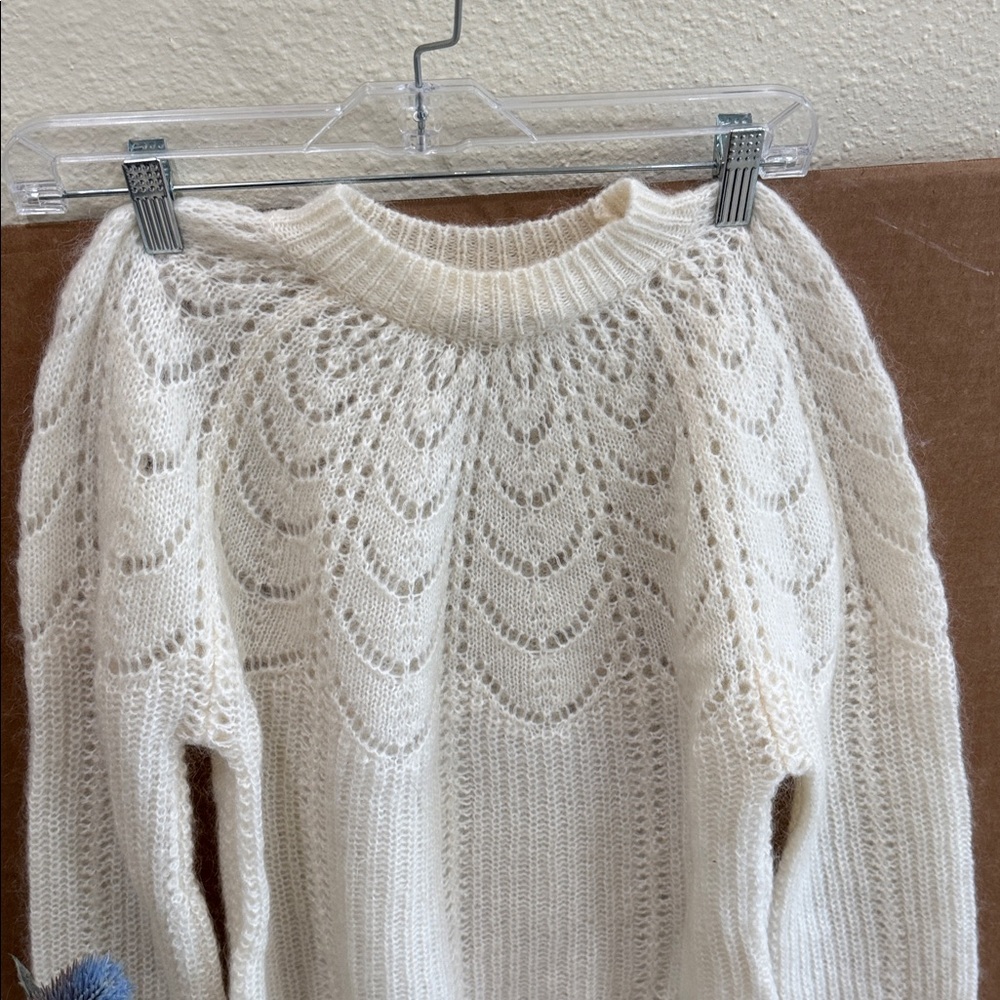 Sezane Paulin Jumper Ivory Crew Neck Sweater Sz Xs - Picture 2 of 5